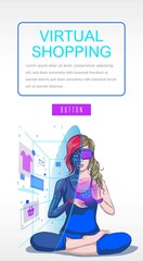 Virtual reality concept Virtual Shopping Flat Illustration Metaverse, can be used for landing page, web, ui, banner, template, background, web development