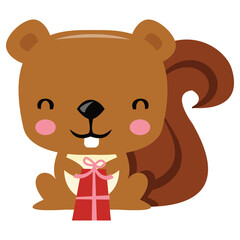 Cartoon Christmas Squirrel
