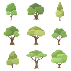 Collection of flat trees Icon. Can be used to illustrate any nature or healthy lifestyle topic.