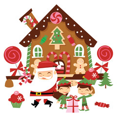 Super Cute Santa Claus Gingerbread House