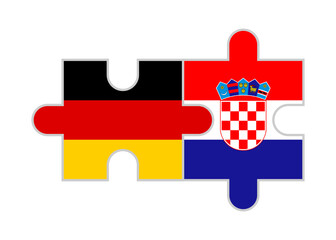 puzzle pieces of germany and croatia flags. vector illustration isolated on white background