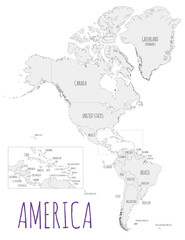 Political America Map vector illustration isolated in white background. Editable and clearly labeled layers.