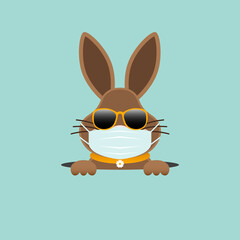 Osterhase Mit Maske Und Sonnenbrille Im Loch Türkis