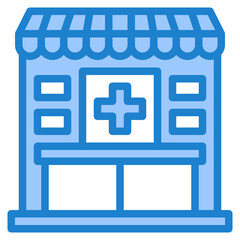Obraz premium hospital building blue style icon