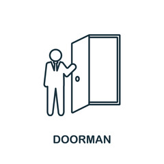 Doorman icon. Line element from restaurant collection. Linear Doorman icon sign for web design, infographics and more.