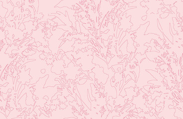 Floral seamless pattern with blossom flowers, spring endless texture, ink sketch art. Vector illustration for wedding invitations, wallpaper, textile, wrapping paper