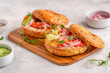 Bagel and Salmon Lox with Cream Cheese