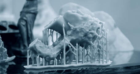 Objects photopolymer printed on stereolithography 3D printer, technology of liquid...
