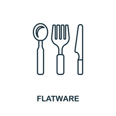 Flatware icon. Line element from restaurant collection. Linear Flatware icon sign for web design, infographics and more.