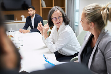 Fototapeta premium Zwei Geschäftsfrauen in einer Diskussion im Meeting