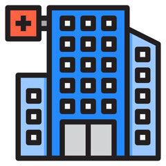 hospital building color line style icon