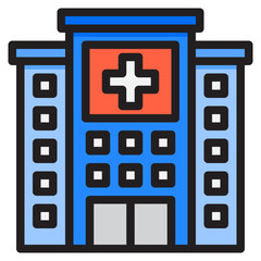 Obraz premium hospital building color line style icon