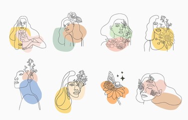 Beauty occult collection with woman,flower,butterfly.Vector illustration for icon,sticker,printable and tattoo