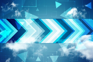 2d illustration of Cloud computing, Digital Cloud computing Concept background. Cyber technology, internet data storage, database and data server concept