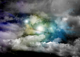 galaxy in a free space. 3D rendering