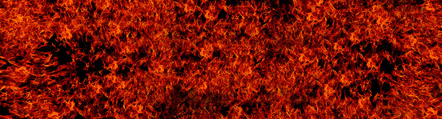 Violently burning orange flames on a black background.