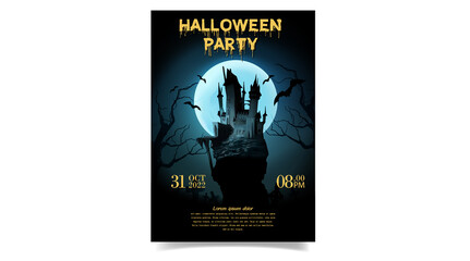 Halloween party poster . Vector design poster illustration . vector illustration.