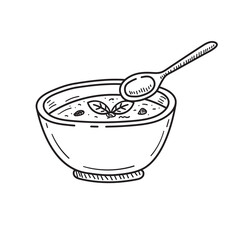 Soup doodle vector illustration isolated on white background