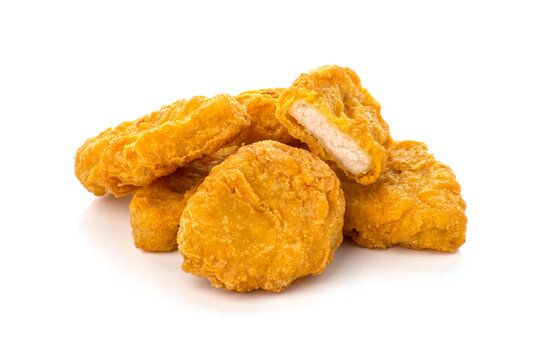 Fried chicken nuggets isolated on white background