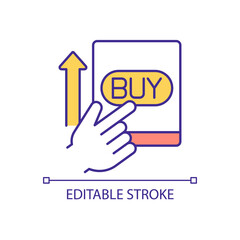 Increasing online purchases RGB color icon. Engaging customers. Digital selling. Internet marketing. Isolated vector illustration. Simple filled line drawing. Editable stroke. Arial font used