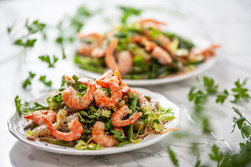 Asian Fried Shrimps with Buckwheat Noodles