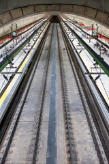 Fototapeta na wymiar Aerial view of an underground train station.