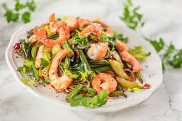 Asian Fried Shrimps with Buckwheat Noodles