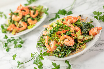 Asian Fried Shrimps with Buckwheat Noodles