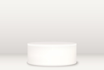 Stage podium on a light studio background. Realistic clean pedestal, podium, stage. Empty stand, advertising, product presentation.