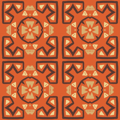 Retro Ethnic geometrical pattern - vector seamless background