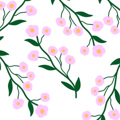 pink flowers and leaves pattern spring