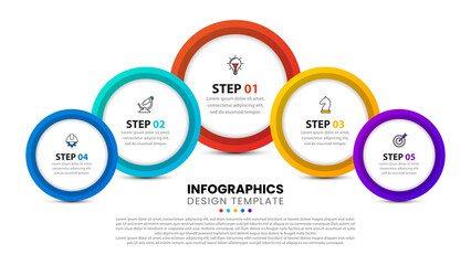 Infographic template with icons and 5 options or steps. Rings