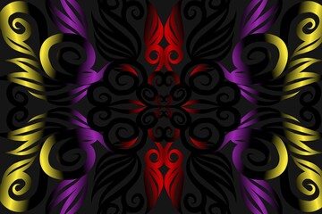 seamless colourful illustration caleidoscope gradient flower art pattern of indonesian traditional tenun batik ethnic dayak ornament for wallpaper ads background sticker or clothing