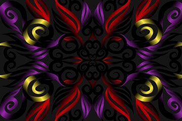 seamless colourful illustration caleidoscope gradient flower art pattern of indonesian traditional tenun batik ethnic dayak ornament for wallpaper ads background sticker or clothing
