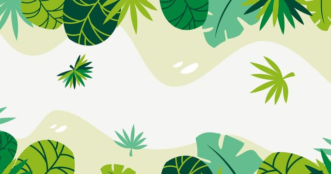 looping animated greenery leaves and flowers background
