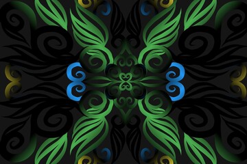 seamless colourful illustration caleidoscope gradient flower art pattern of indonesian traditional tenun batik ethnic dayak ornament for wallpaper ads background sticker or clothing
