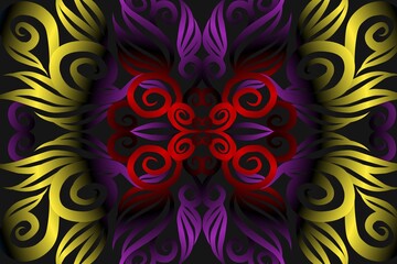 seamless colourful illustration caleidoscope gradient flower art pattern of indonesian traditional tenun batik ethnic dayak ornament for wallpaper ads background sticker or clothing
