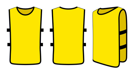 Blank Yellow Soccer Football Training Vest Template on White Background.Front, Back and Side View.Vector File