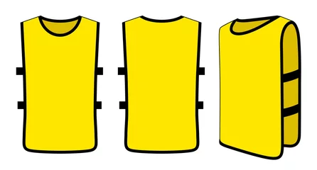 Foto op Canvas Blank Yellow Soccer Football Training Vest Template on White Background.Front, Back and Side View.Vector File © Sansom