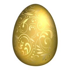 Decorative hand drawn golden egg with golden leaves. Abstract ornament vector illustration for Happy Easter holiday isolated on white background