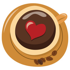 Cartoon Caramel Coffee Cup Heart