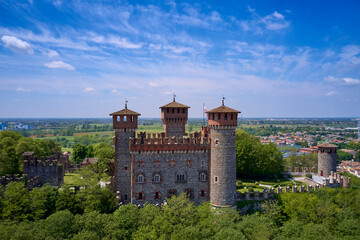 Historical castle of Italy top view. Historic Italy aerial view. Bonoris top view. Italian Bonoris...