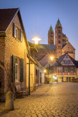 Fototapeta na wymiar Oldt Town of Speyer with view of the Cathedral at Dusk, Germany