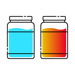 set of jars with liquid inside
