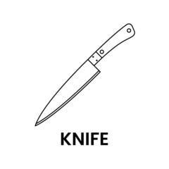 Knife Black and White Icon in Outline Style on a White Background Suitable for Logo, Kitchen, Utensil Icon. Isolated