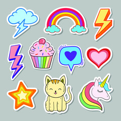 cute sticker collection for kids free vector