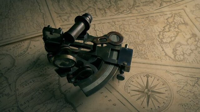 Measuring Instrument On Maps History Scene
