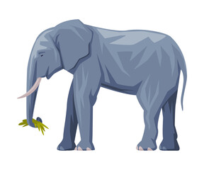 Elephant with Trunk and Tusk as Bali Traditional Animal Vector Illustration