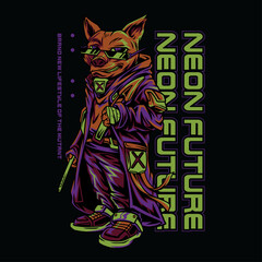 Neon Future Dog Techwear Animal Mutant Illustration