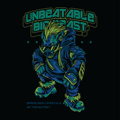 Unbeatable Big Beast Boar Techwear Animal Mutant Illustration